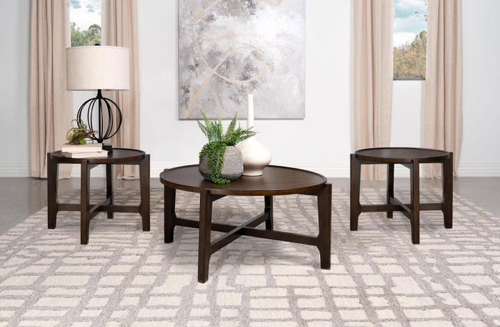 Cota - 3 Piece Solid Wood Coffee And End Table Set - Dark Brown Table Set modern furniture Contempo Furniture
