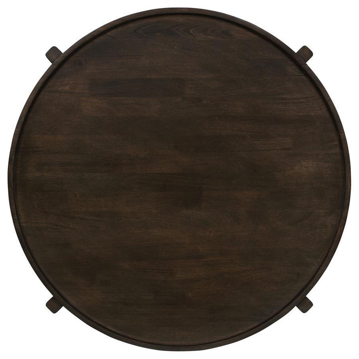 Cota - Round Solid Wood Coffee Table - Dark Brown Coffee Table modern furniture Contempo Furniture