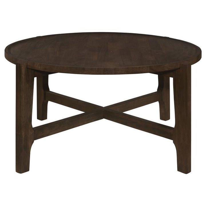 Cota - Round Solid Wood Coffee Table - Dark Brown Coffee Table modern furniture Contempo Furniture