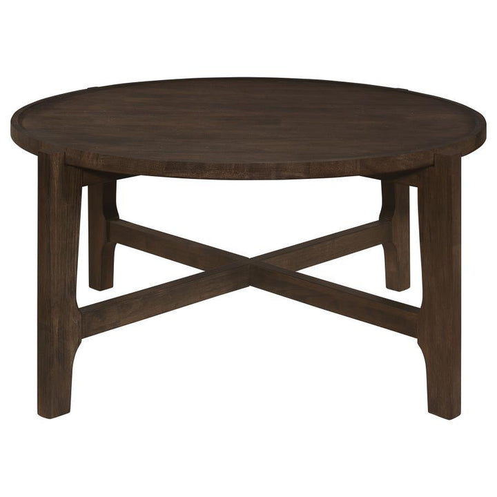 Cota - Round Solid Wood Coffee Table - Dark Brown Coffee Table modern furniture Contempo Furniture