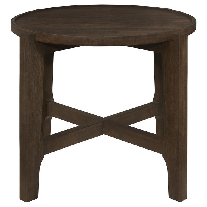 Cota - Round Solid Wood End Table - Dark Brown End Table modern furniture Contempo Furniture