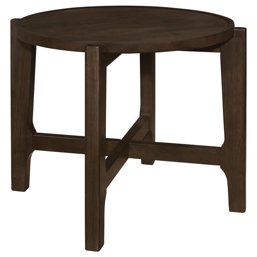 Cota - Round Solid Wood End Table - Dark Brown End Table modern furniture Contempo Furniture