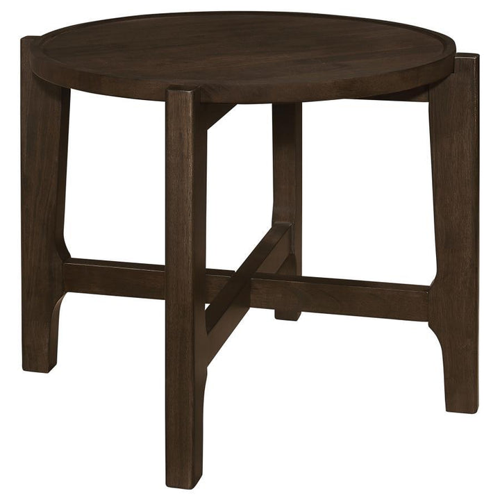 Cota - Round Solid Wood End Table - Dark Brown End Table modern furniture Contempo Furniture