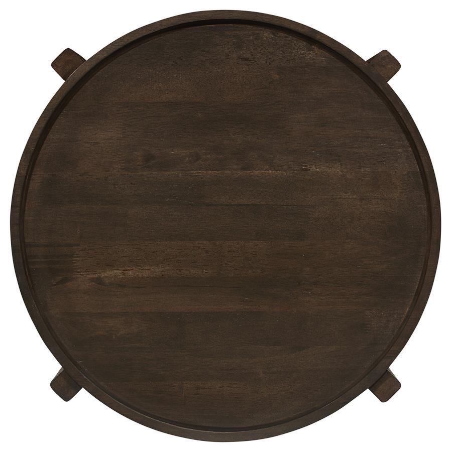 Cota - Round Solid Wood End Table - Dark Brown End Table modern furniture Contempo Furniture