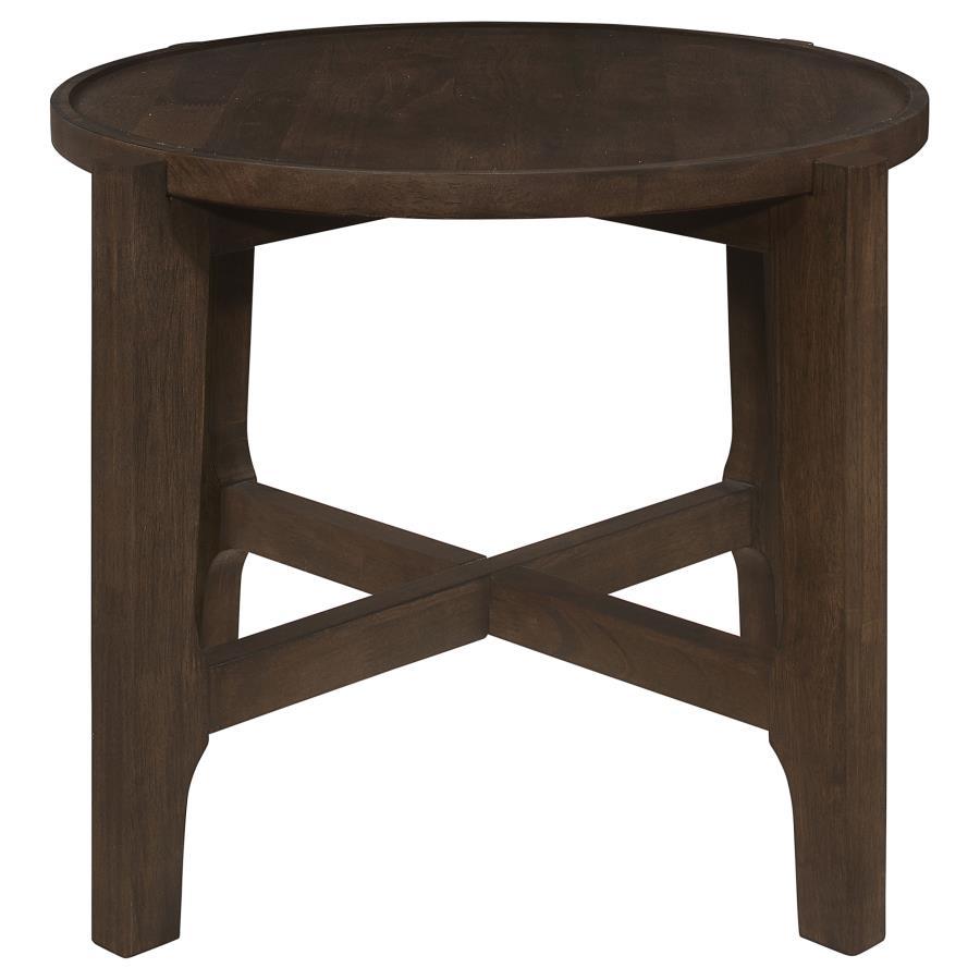 Cota - Round Solid Wood End Table - Dark Brown End Table modern furniture Contempo Furniture