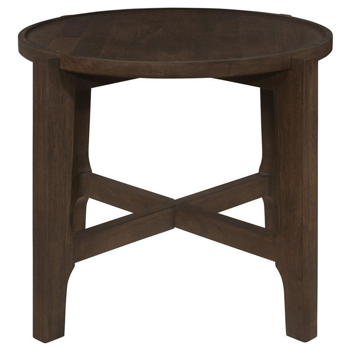 Cota - Round Solid Wood End Table - Dark Brown End Table modern furniture Contempo Furniture