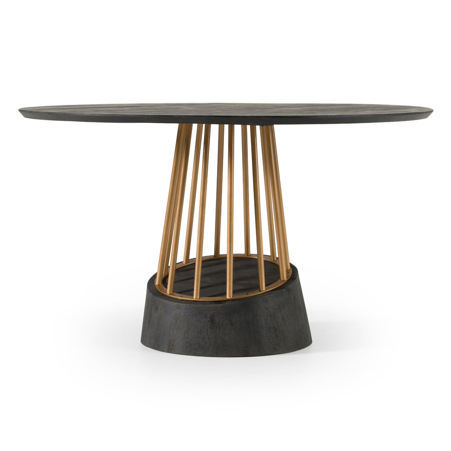 Cotopaxi - Modern Charcoal  Brass Round Dining Table