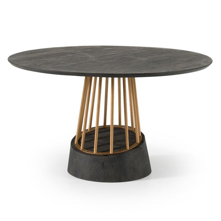 Cotopaxi - Modern Charcoal + Brass Round Dining Table