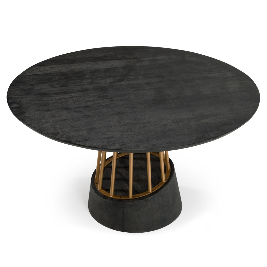 Cotopaxi - Modern Charcoal + Brass Round Dining Table