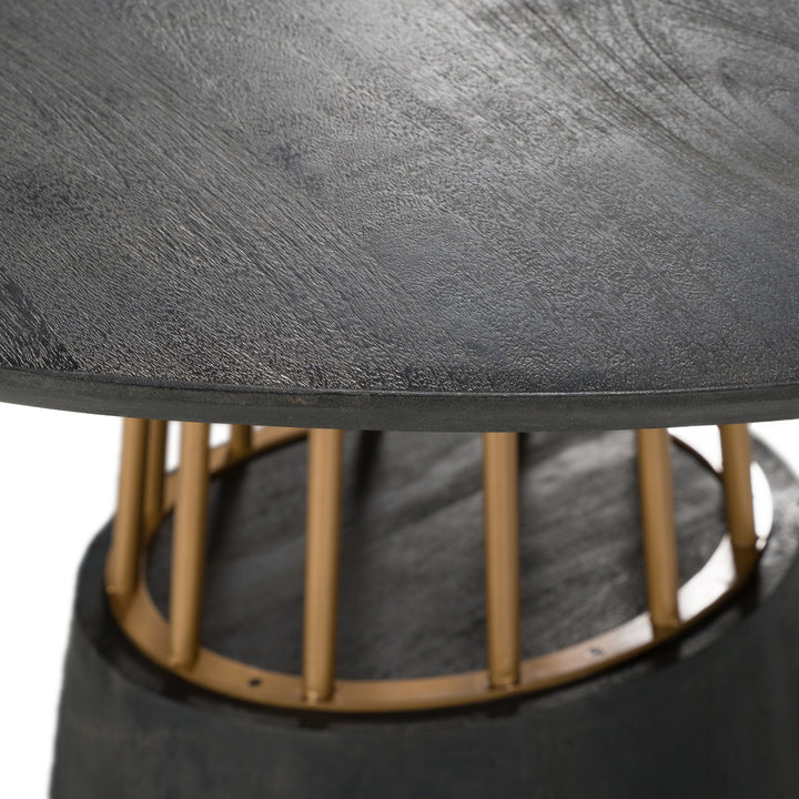 Cotopaxi - Modern Charcoal + Brass Round Dining Table