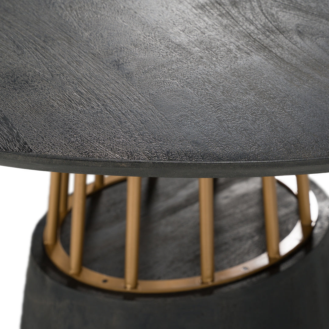 Cotopaxi - Modern Charcoal + Brass Round Dining Table