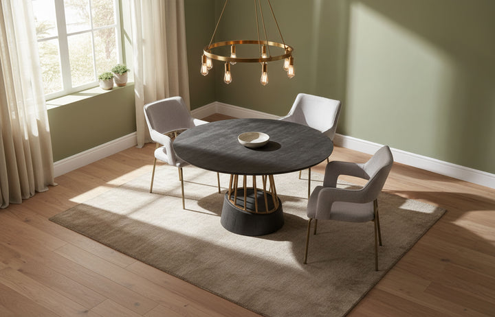 Cotopaxi - Modern Charcoal + Brass Round Dining Table