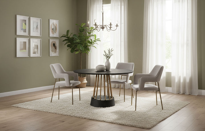 Cotopaxi - Modern Charcoal + Brass Round Dining Table