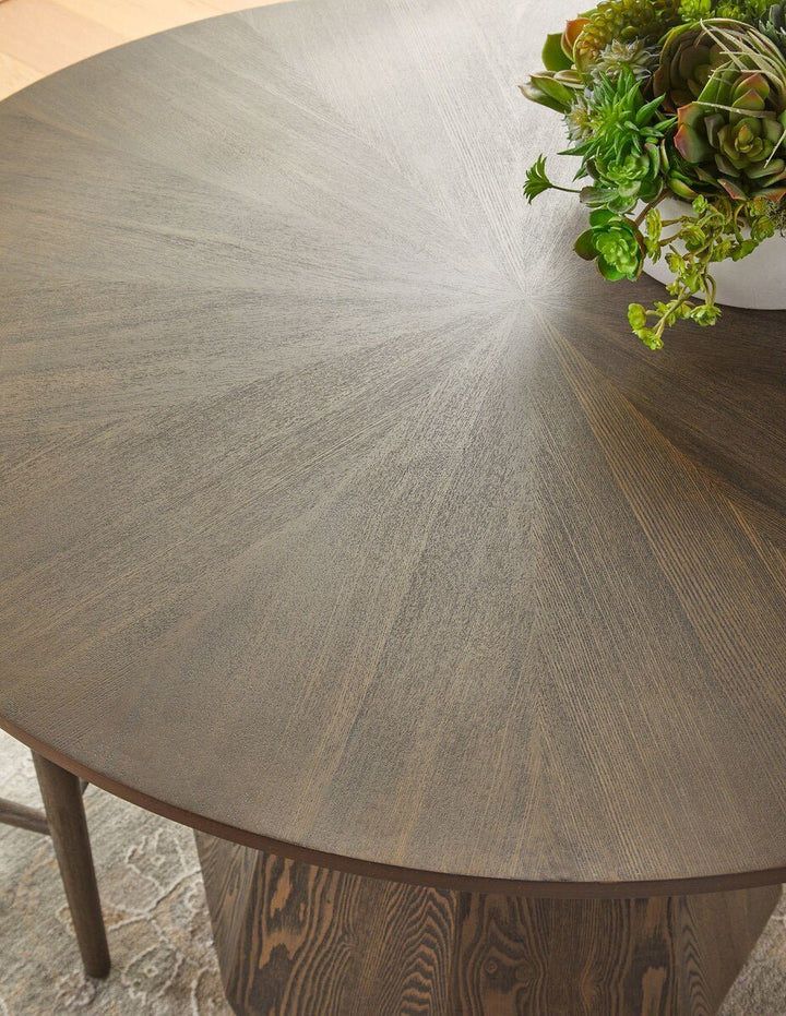 Coulter 54" Round Dining Table - Burnished Brown Ash Round Dining Table modern furniture Contempo Furniture