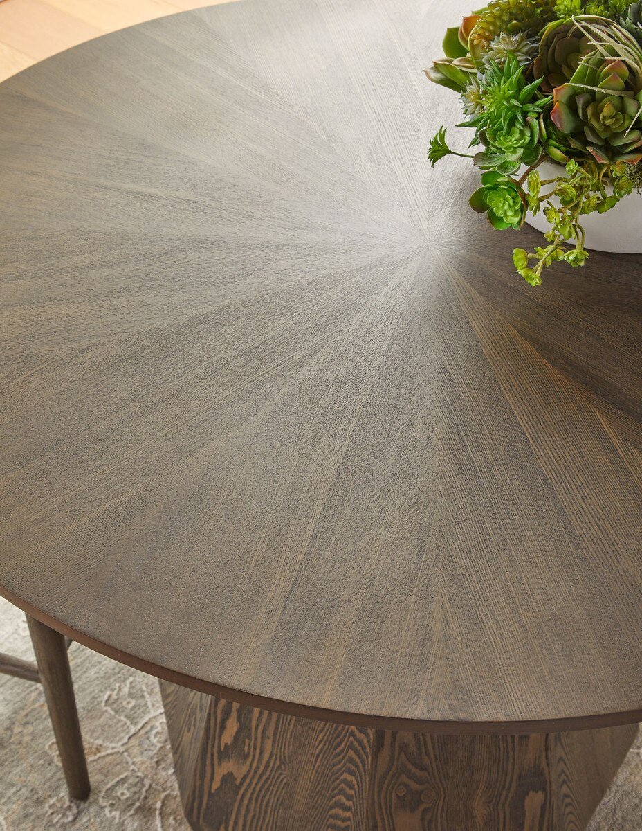 Coulter 54" Round Dining Table - Burnished Brown Ash Round Dining Table modern furniture Contempo Furniture