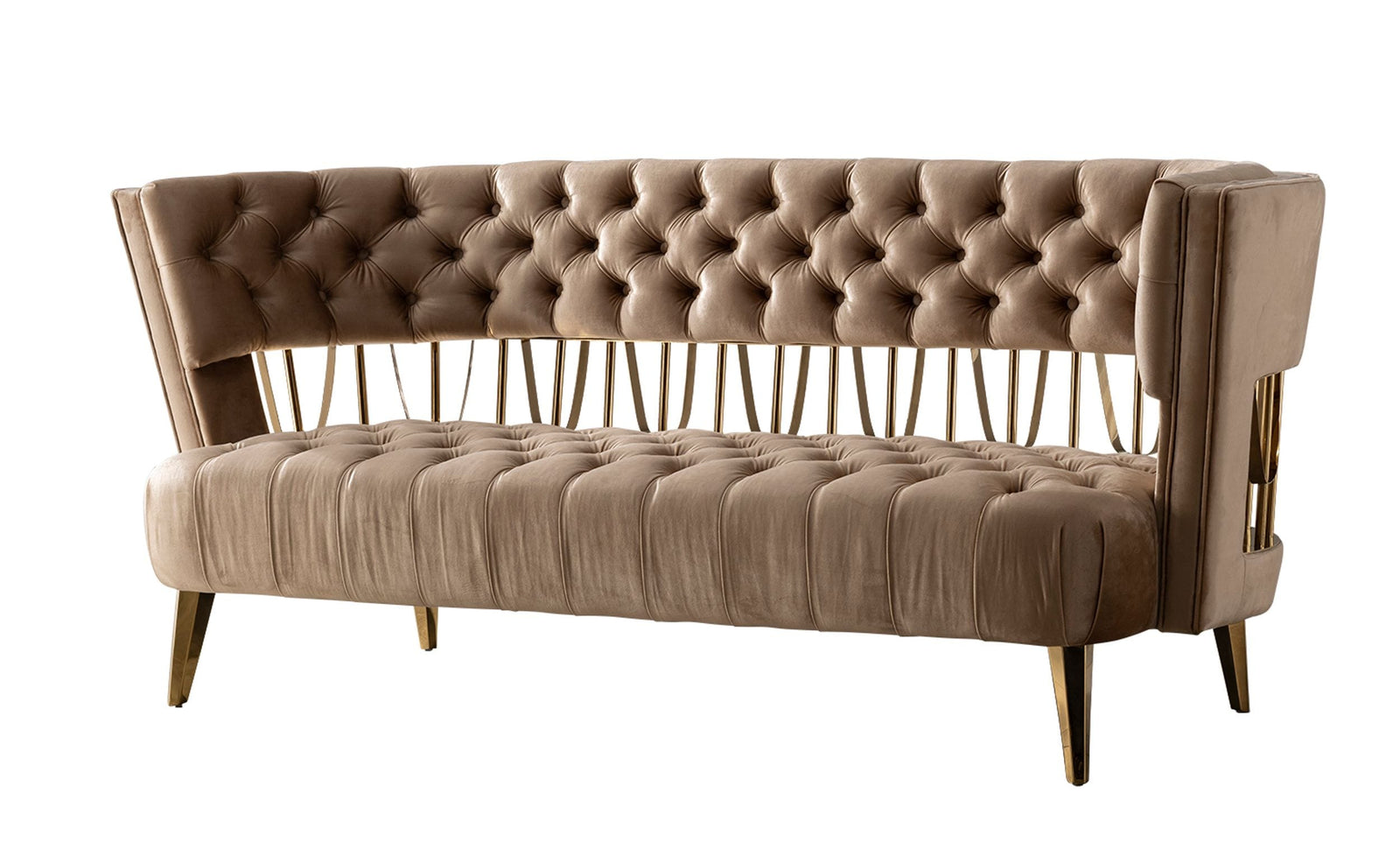Courtney - Beige  and  Gold Fabric Loveseat