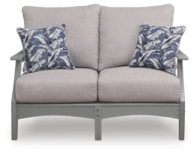 Cove Beach Outdoor Loveseat with Cushion - Gray Loveseat modern furniture Contempo Furniture