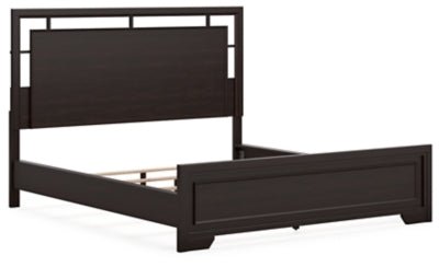 Covetown California King Panel Bed - Dark Brown Panel Bed modern furniture Contempo Furniture