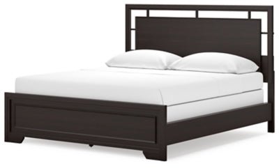 Covetown California King Panel Bed - Dark Brown Panel Bed modern furniture Contempo Furniture