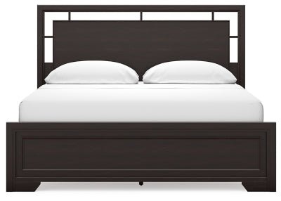 Covetown California King Panel Bed - Dark Brown Panel Bed modern furniture Contempo Furniture