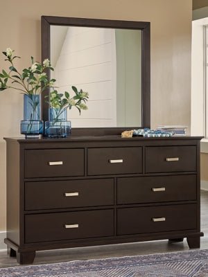 Covetown Dresser and Mirror - Dark Brown Dresser &amp; Mirror modern furniture Contempo Furniture