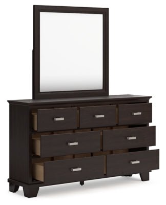 Covetown Dresser and Mirror - Dark Brown Dresser &amp; Mirror modern furniture Contempo Furniture