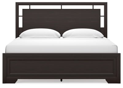 Covetown King Panel Bed - Dark Brown Panel Bed modern furniture Contempo Furniture