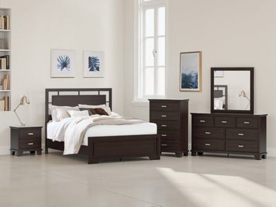 Covetown Queen Panel Bed - Dark Brown Panel Bed modern furniture Contempo Furniture