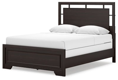 Covetown Queen Panel Bed - Dark Brown Panel Bed modern furniture Contempo Furniture