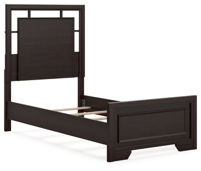 Covetown Twin Panel Bed - Dark Brown Panel Bed modern furniture Contempo Furniture