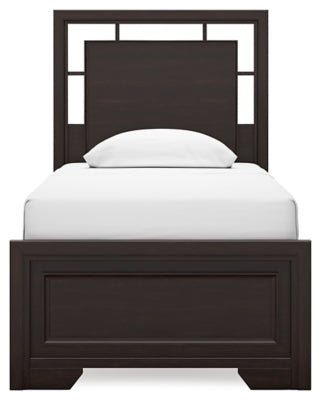 Covetown Twin Panel Bed - Dark Brown Panel Bed modern furniture Contempo Furniture