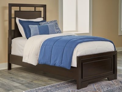Covetown Twin Panel Bed - Dark Brown Panel Bed modern furniture Contempo Furniture