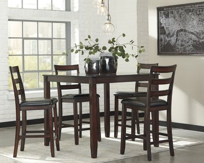 Coviar Counter Height Dining Table and Bar Stools (Set of 5) - Dark Brown 5 Piece Dining Room Set modern furniture Contempo Furniture