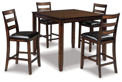 Coviar Counter Height Dining Table and Bar Stools (Set of 5) - Dark Brown | Ashley Furniture