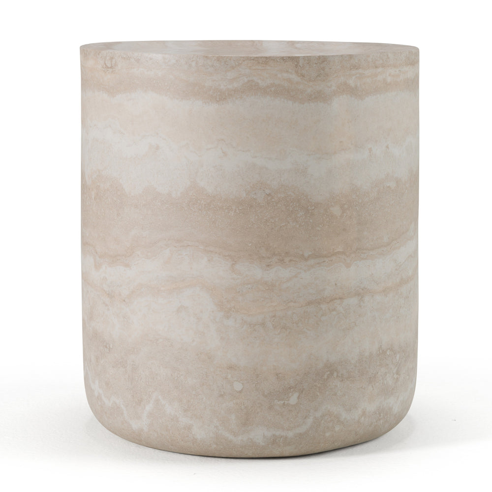 Cozad - Modern Faux Travertine Round End Table