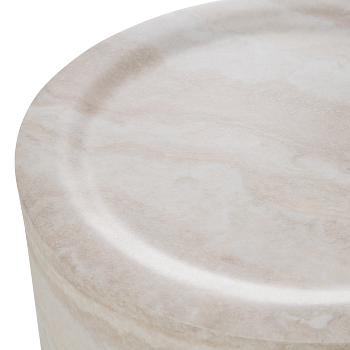 Cozad - Modern Faux Travertine Round End Table