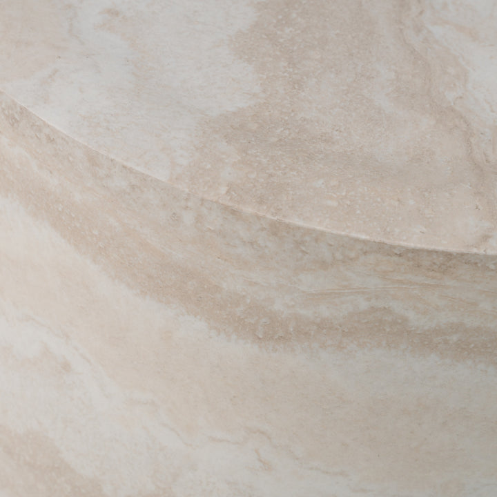 Cozad - Modern Faux Travertine Round End Table