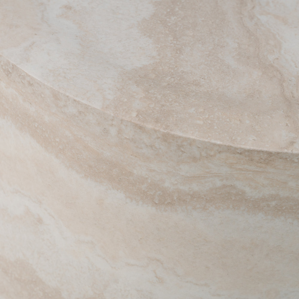 Cozad - Modern Faux Travertine Round End Table - View 5