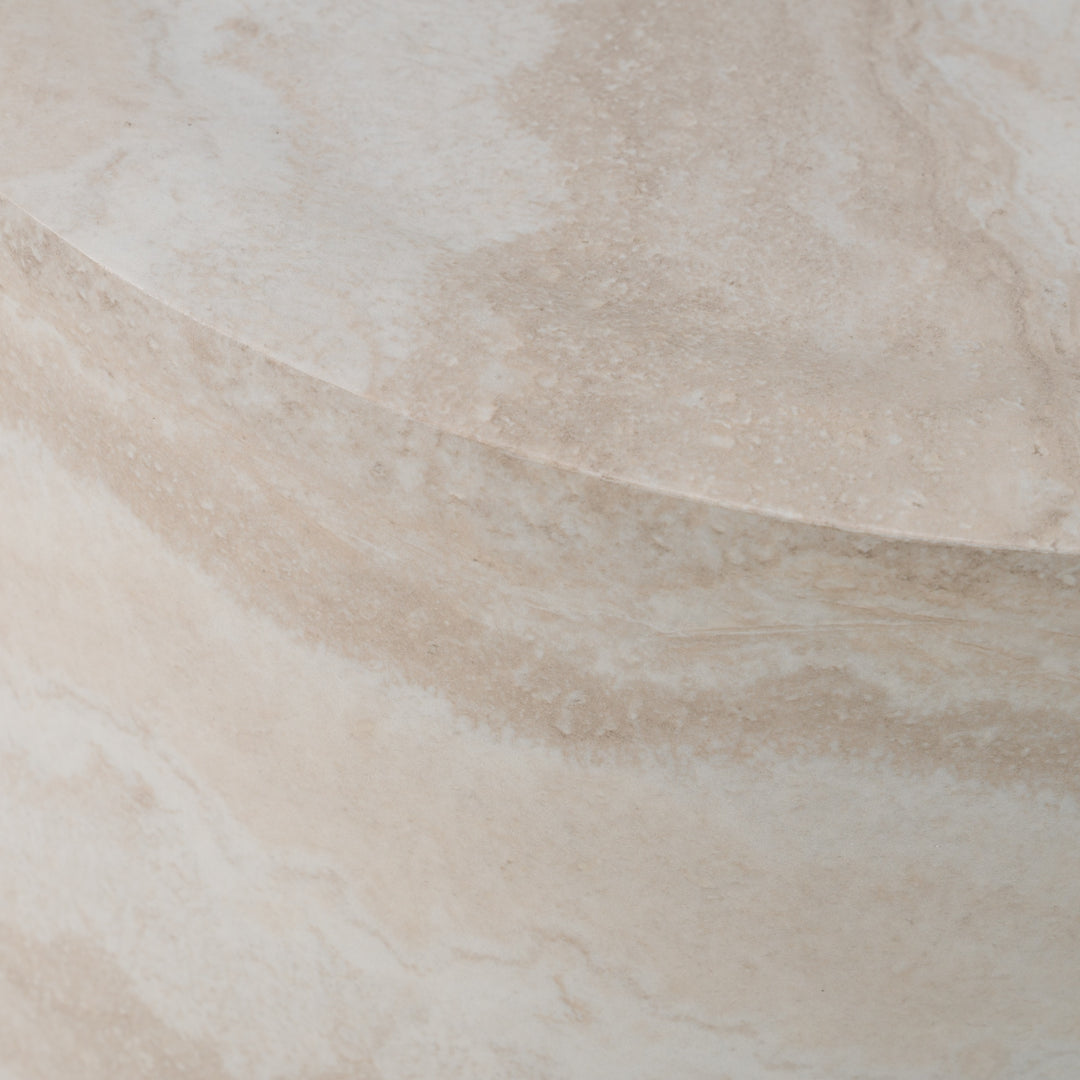 Cozad - Modern Faux Travertine Round End Table