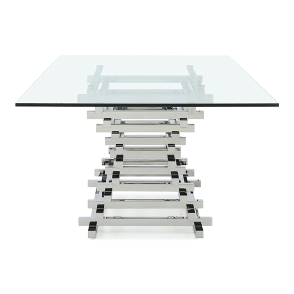 Crawford Modern Rectangular Glass Dining Table - View 11