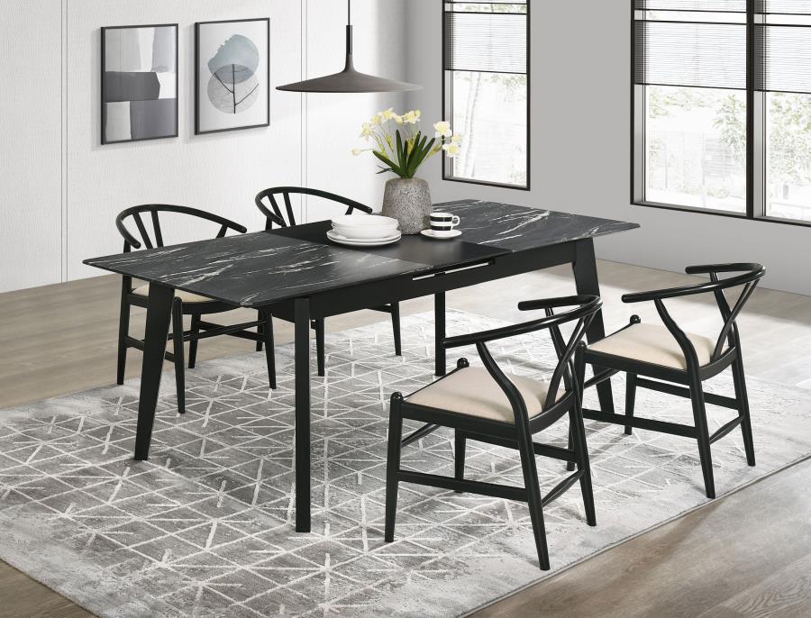 Crestmont - 5 Piece Extension Leaf Dining Table Set - Black 5 - Piece Dining Room Set modern furniture Contempo Furniture