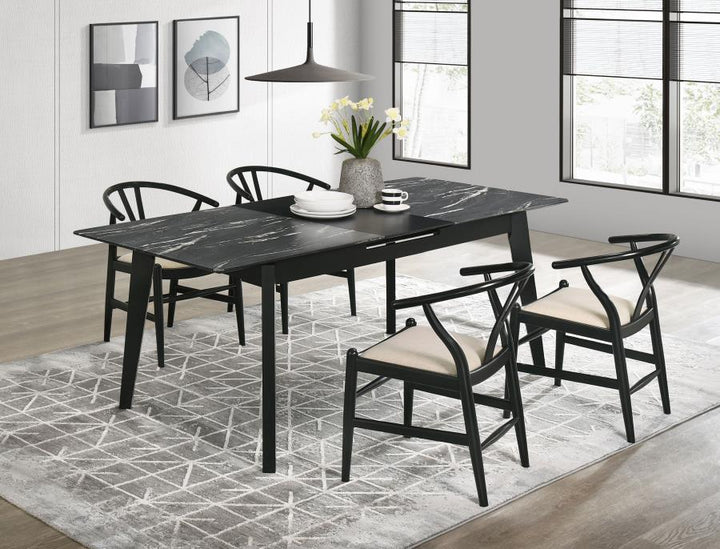 Crestmont - 5 Piece Extension Leaf Dining Table Set - Black 5 - Piece Dining Room Set modern furniture Contempo Furniture