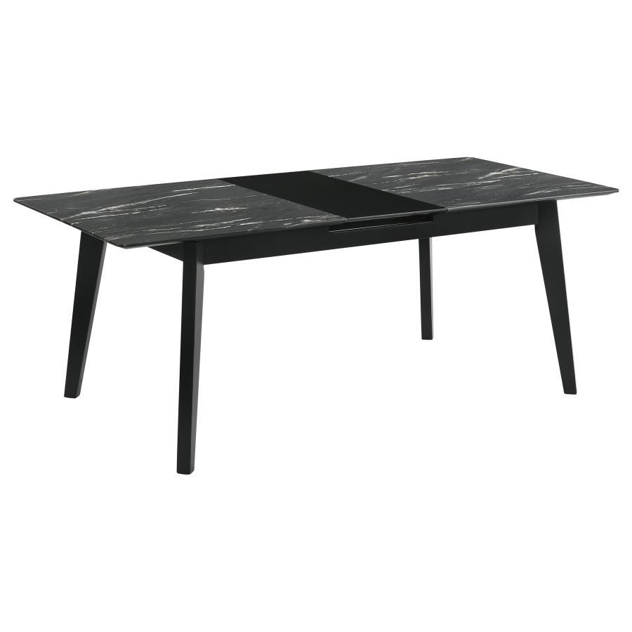 Crestmont - 7 Piece Extension Leaf Dining Table Set - Black 7 - Piece Dining Room Set modern furniture Contempo Furniture