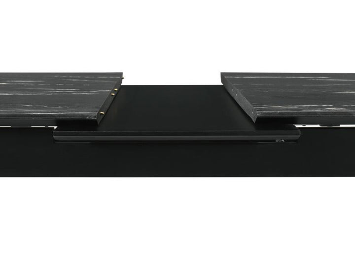 Crestmont - Extension Dining Table Faux Marble - Black Dining Table with Extension modern furniture Contempo Furniture