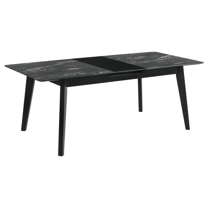 Crestmont - Extension Dining Table Faux Marble - Black Dining Table with Extension modern furniture Contempo Furniture