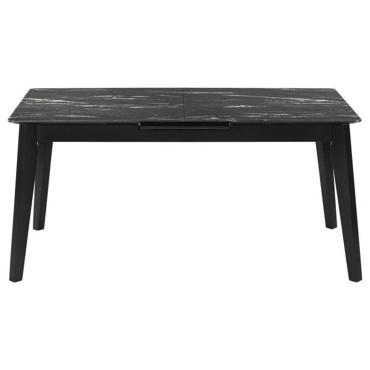 Crestmont - Extension Dining Table Faux Marble - Black Dining Table with Extension modern furniture Contempo Furniture