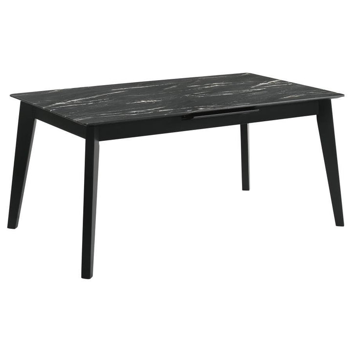 Crestmont - Extension Dining Table Faux Marble - Black Dining Table with Extension modern furniture Contempo Furniture