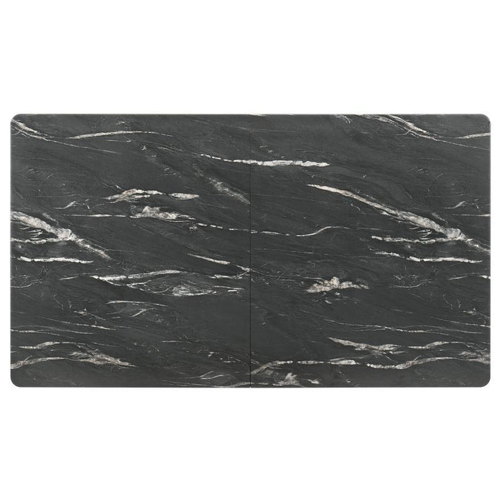 Crestmont - Extension Dining Table Faux Marble - Black Dining Table with Extension modern furniture Contempo Furniture