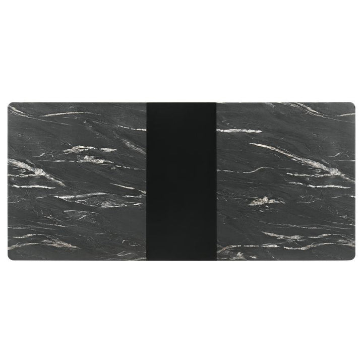 Crestmont - Extension Dining Table Faux Marble - Black Dining Table with Extension modern furniture Contempo Furniture