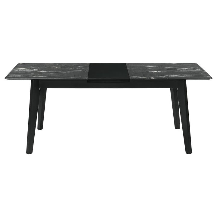 Crestmont - Extension Dining Table Faux Marble - Black Dining Table with Extension modern furniture Contempo Furniture